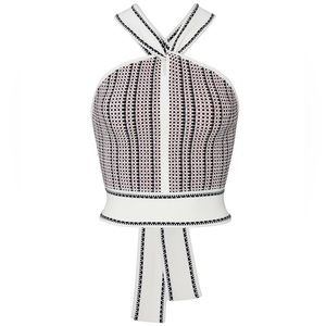 Club Monaco Raeni Knit Open Back Tie Top, Size Large, Cropped Halter Summer